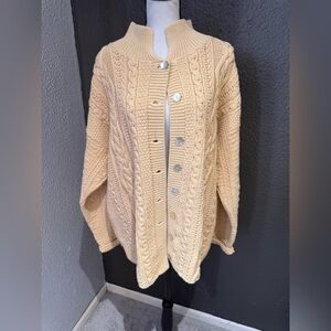 Orvis Button-Up Cable Knit Cardigan in Cream